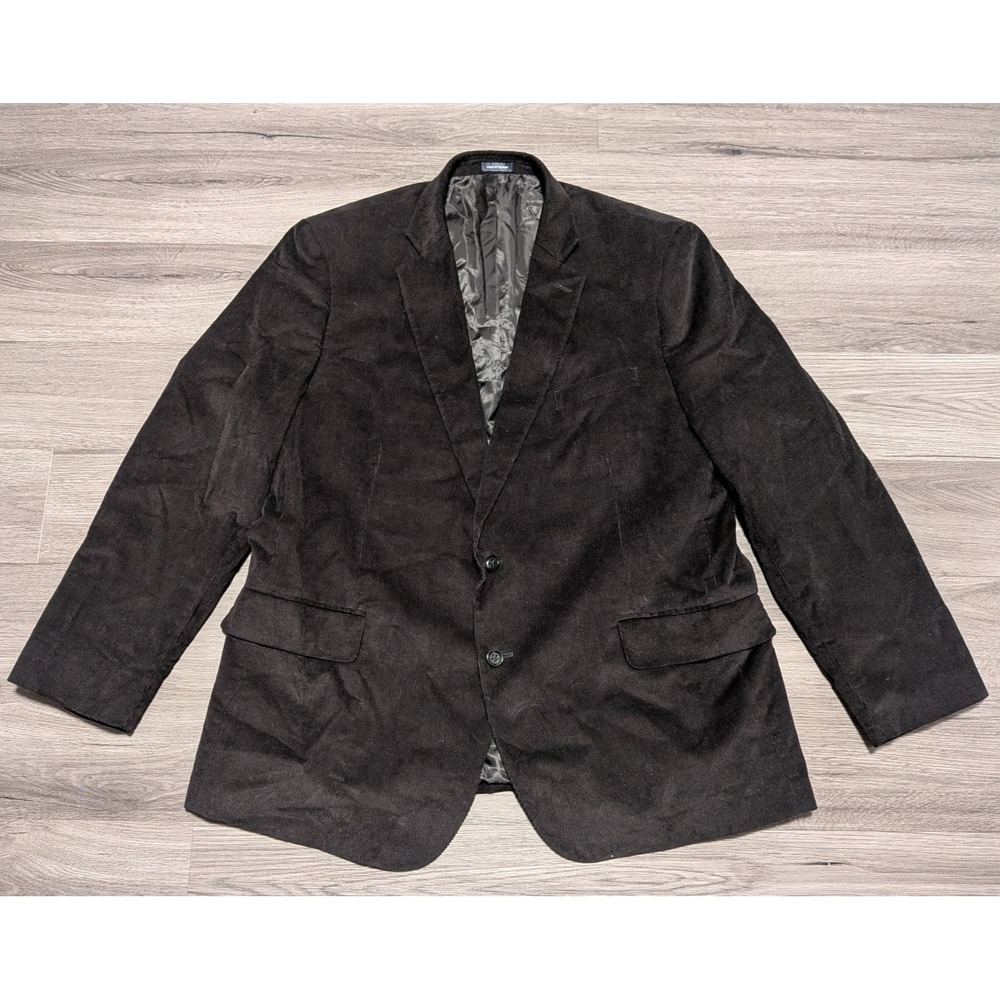 Stafford Signature Men's Black Corduroy Elbow‎ Patch Sport Coat Size 50R